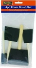 Rustins Foam Brush 4pc Set Wooden Handle Oil Varnish Wood Stain Paint Applicator