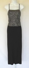 VINTAGE 1970s 80s THEMES GLITTER TOP  LONG SKIRT BLACK SILVER SIZE 6 LINED