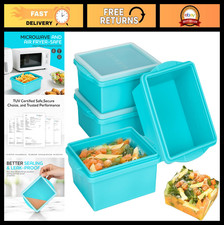 4 Pack Silicone Freezer Trays with Lids - Leakproof, BPA-Free, Stackable Molds f