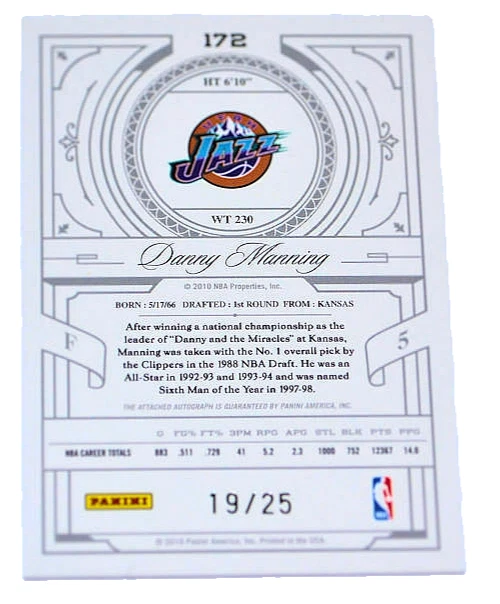 DANNY MANNING 2010 TESOROS NACIONALES SIGLO LÁMINA DE ORO AUTÓGRAFO 19/25 RARO Foto 2 de 3