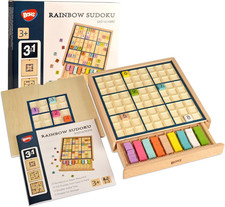 Rainbow Sudoku in Legno per Bambini - 3 in 1 Facile O Difficile - Libro Con 320 