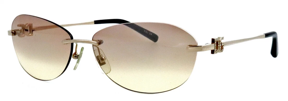 Dolce & Gabbana Gold Rimless Sunglasses with Crystal DG Logo dg rimless sunglasses products for sale | eBay main image 2
