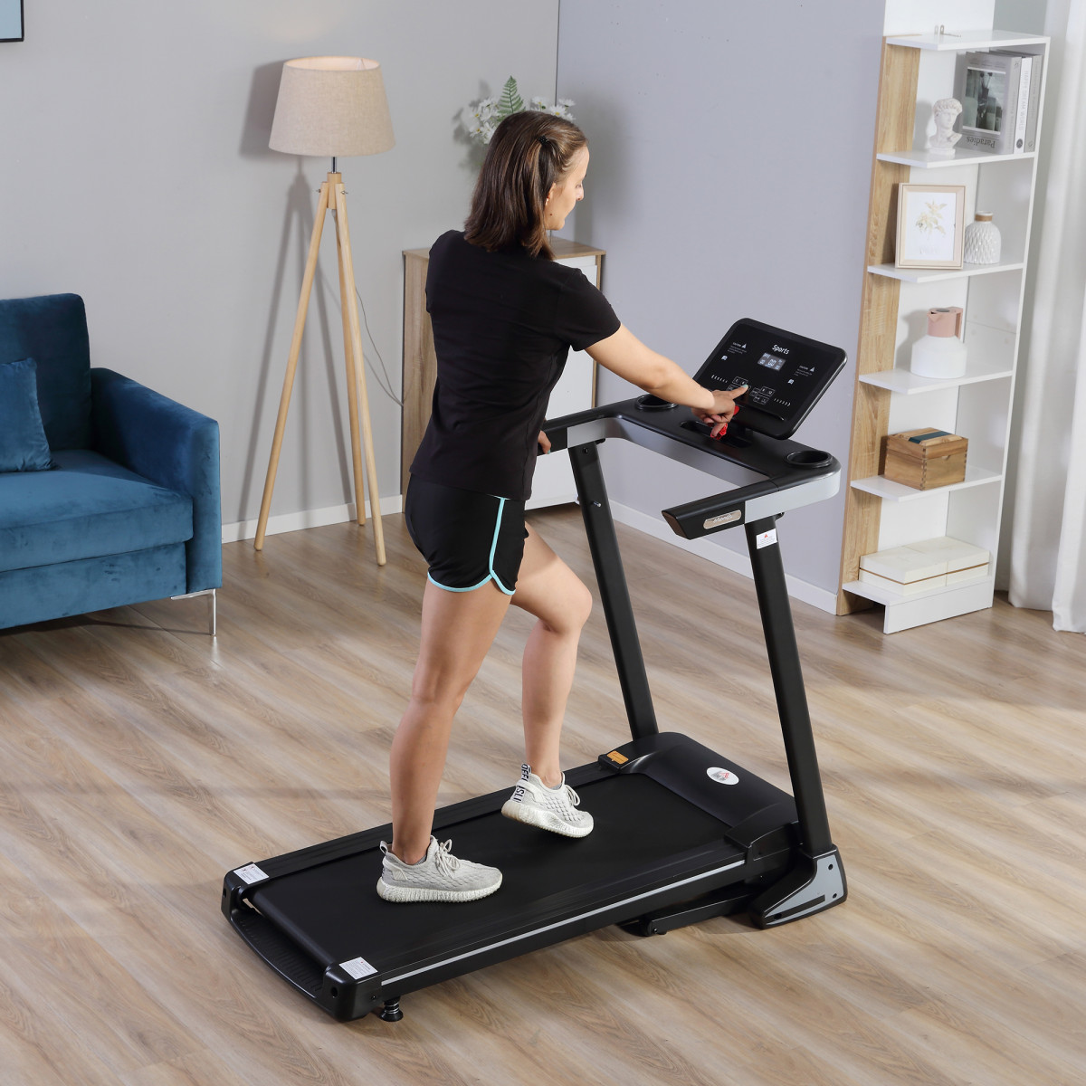 500W Motorised Treadmill 1-12km/h Folding Frame  Wheels Preset Programs