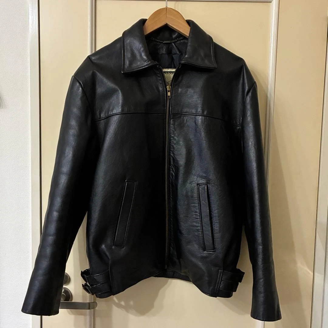 AMI LONDON Vintage Leather Jacket S Black Men's Motorcycle Coat | eBay