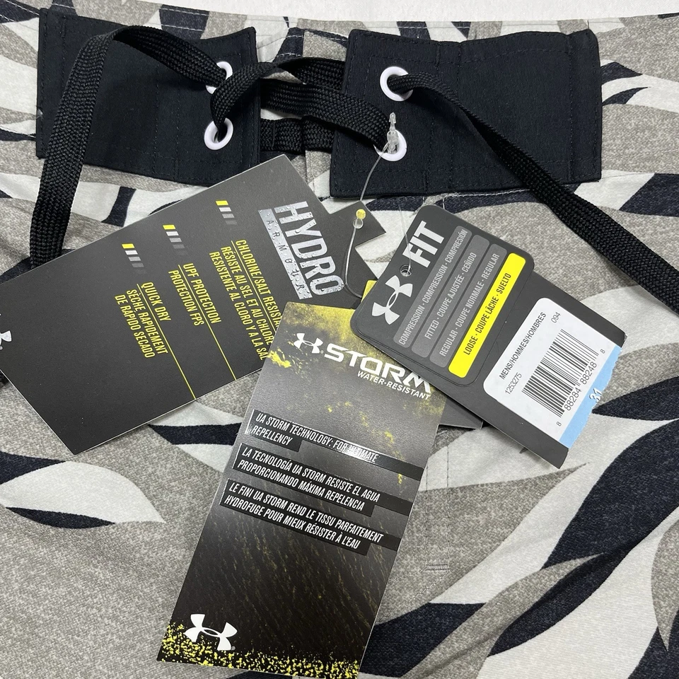 NUEVO CON ETIQUETAS UNDER ARMOUR STORM HYDRO SHORTS BOARD SHORTS PARA HOMBRE TALLA 31 X 10” GRIS CAMUFLAJE Foto 3 de 4