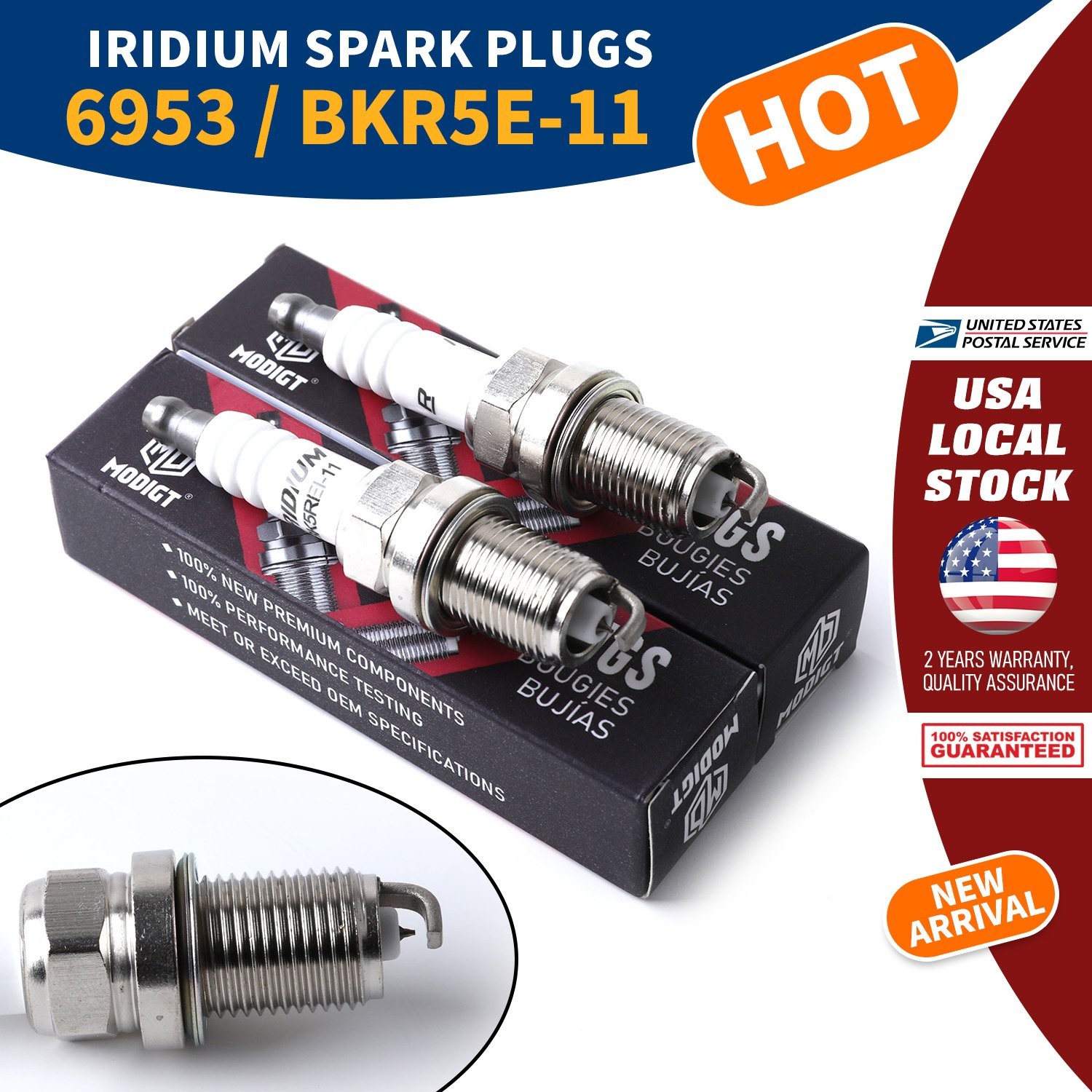 New 2Pcs OEM Replacement For NGK 6953 BKR5E-11 Premium Iridium  Spark Plugs