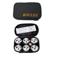 6 French Boules Set Stainless Steel Chrome Petanque with Jack & Carry Case Game