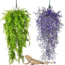 2 Pack Reptile Plants Terrarium Hanging Fake Vines with Suction Cup Artificia...