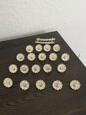 Lot of 19 1960 Amerock Floral French Provincial Drawer Pulls/Knobs White/ Brass