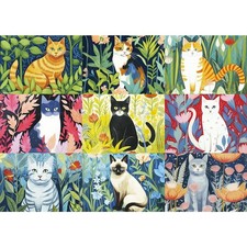 Flowers and Cats 300 Piece Jigsaw Puzzle 20.5 x 15 Inch