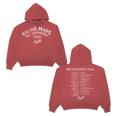 HOT ITEM! Bruno Mars The Romantic Tour Red Hoodie