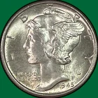 1945 Mercury Dime Brilliant Uncirculated BU Coin #40643