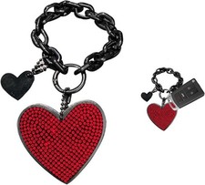 Sparkly Rhinestone Heart Keychain, Cute Bling Accessory for Car Key Color: Red