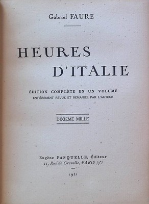 Heures d'Italie Faure, Gabriel:
