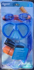 Aqua Portofino Kids 5-Piece Dive Set Mask Snorkel Goggles Case - Blue - 3+