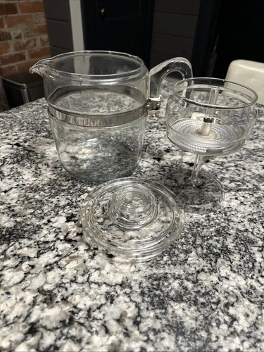 Vintage Pyrex Flameware Glass 6-9 Cup Percolator Coffee Pot Complete - 7759-B