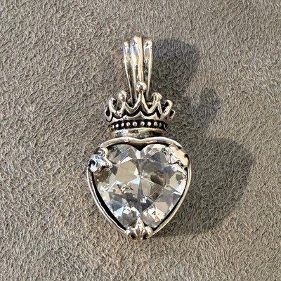 Queen Baby 925 Silver Crowned Heart Pendant CZ Gem *RARE* King Baby Studio