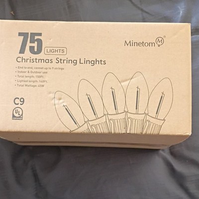 Minetom 75 Christmas String Lights C9 Bulb UL Indoor Outdoor 45W