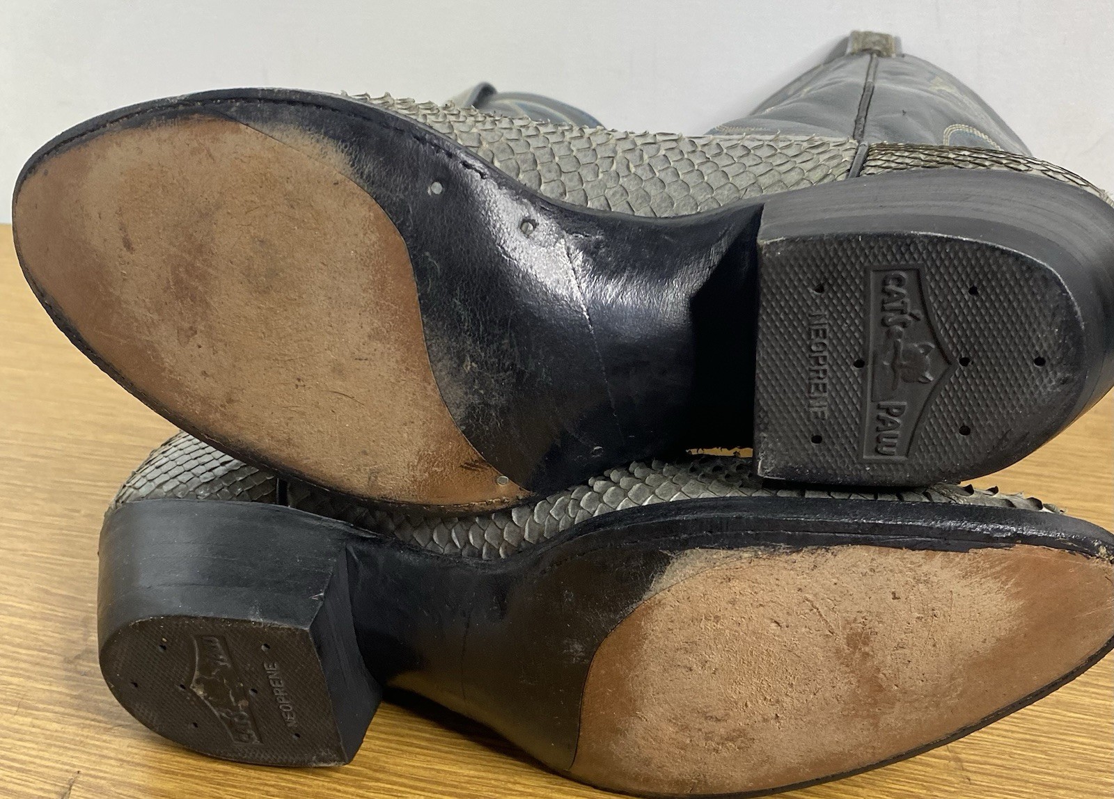 VTG Dan Post Gray Python Snakeskin Western Boots … - image 9