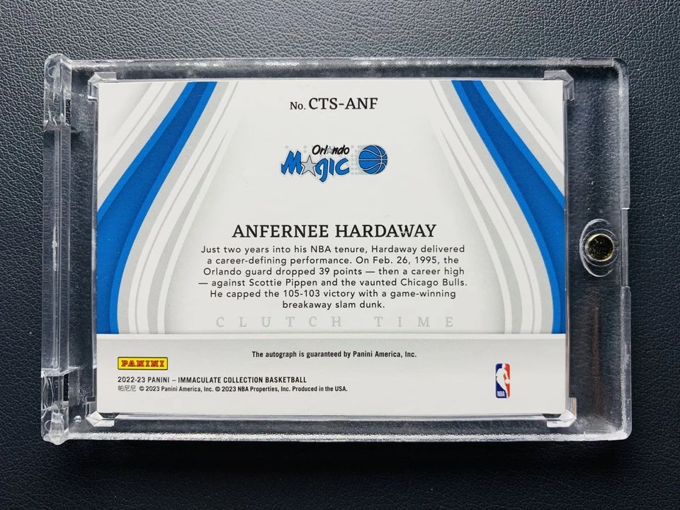 2022-23 Panini Immaculate Anfernee Hardaway Clutch Time Signatures GOLD Auto /10 - Image 2 of 2