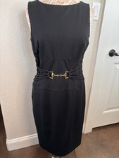 Cache Sheath Dress with Gold Buckle Size 12 Little Black Dress Sexy Classic