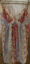 Oscar de la Renta Pink Label Multicolor Paisley Strappy Sundress M V-Neck Short