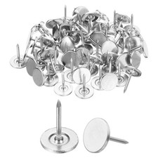 60Pcs Upholstery Tacks, 11mmx15mm Flat Head Thumb Tack, Silver