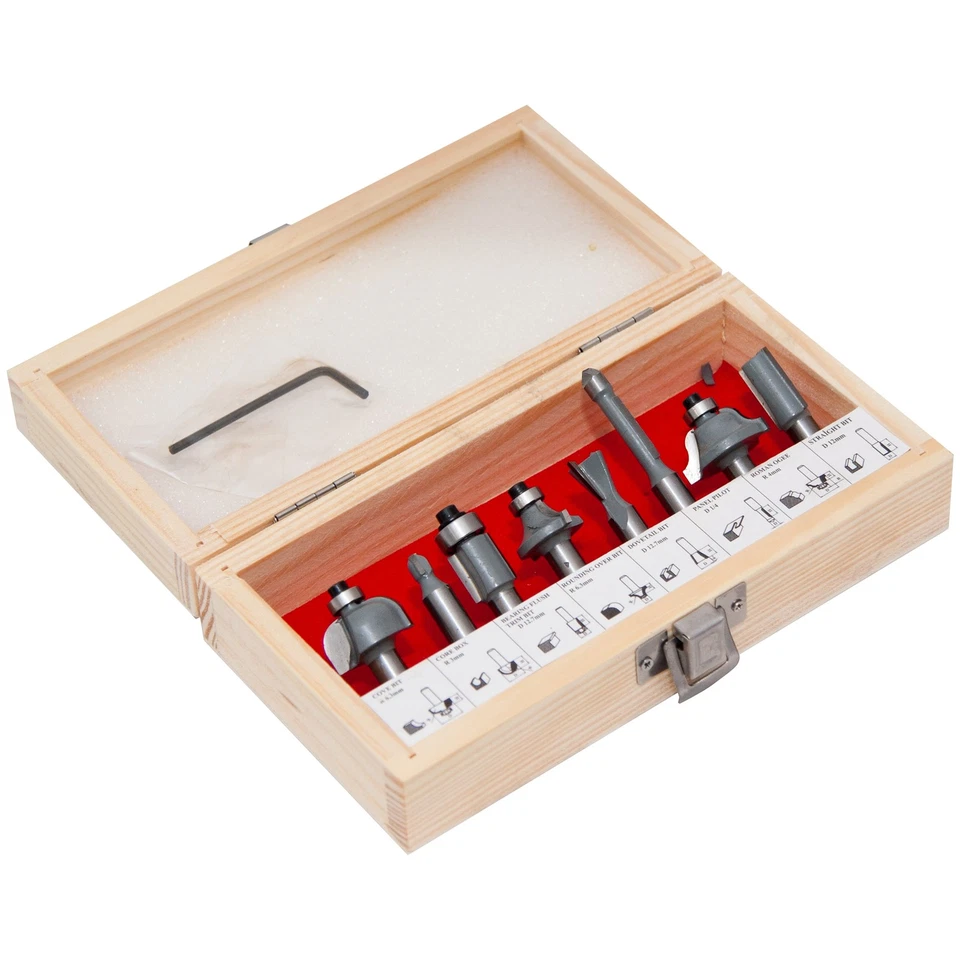 Fräser Set 8 tgl Schaft 8 mm Nutenfräser Profilfräser Kantfräser für Holz - Bild 2 von 4