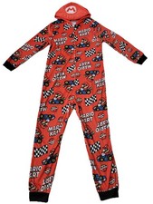 Super Mario Pajamas Union Suit MEDIUM 7/8 Child Kart Hooded Zip Costume New