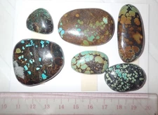 Turquoise Stone Flat Free Form Cabochon 201.5 Carat 6 pieces 40.3 gram Lot B