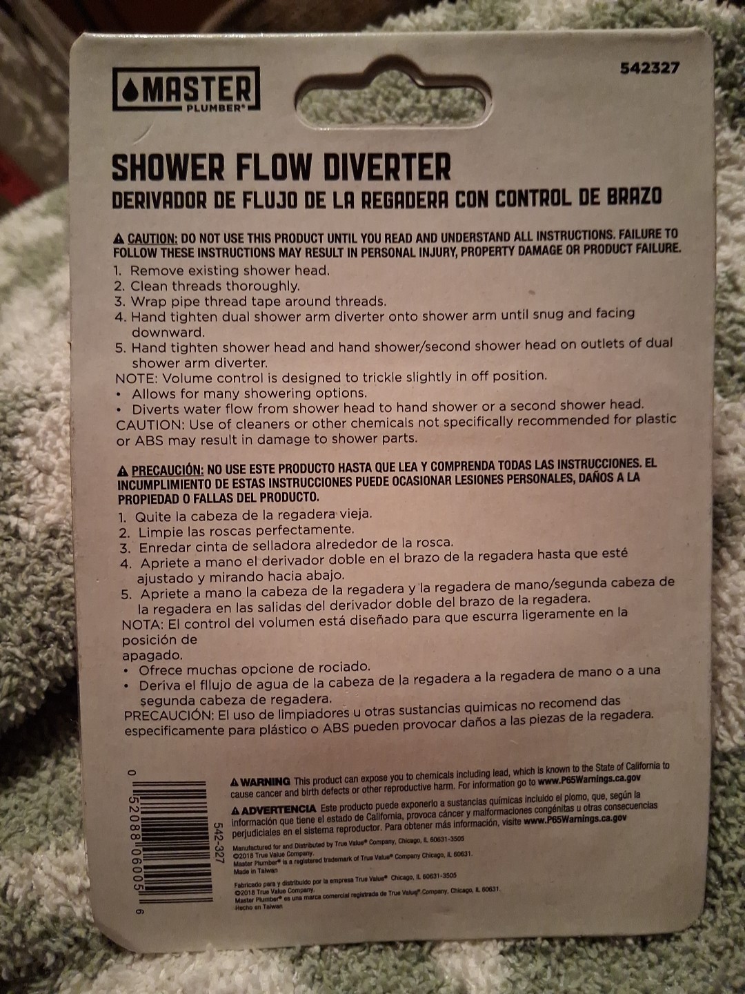 Master Plumber 542327 Shower Flow Diverter