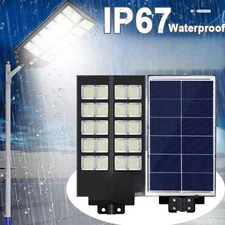 LED Solar Street Light Flood Lights Dusk to Dawn Road Lamp +Arm Aluminum 6400K