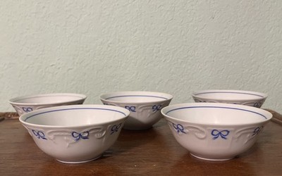 5 Vista Alegre Ruban Blue Fine Porcelain Portugal Cereal Bowl