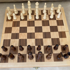 Échiquier En Bois Jeu D'Échecs Avec Pièces 29x29cm COLLECTOR Vente De Maison