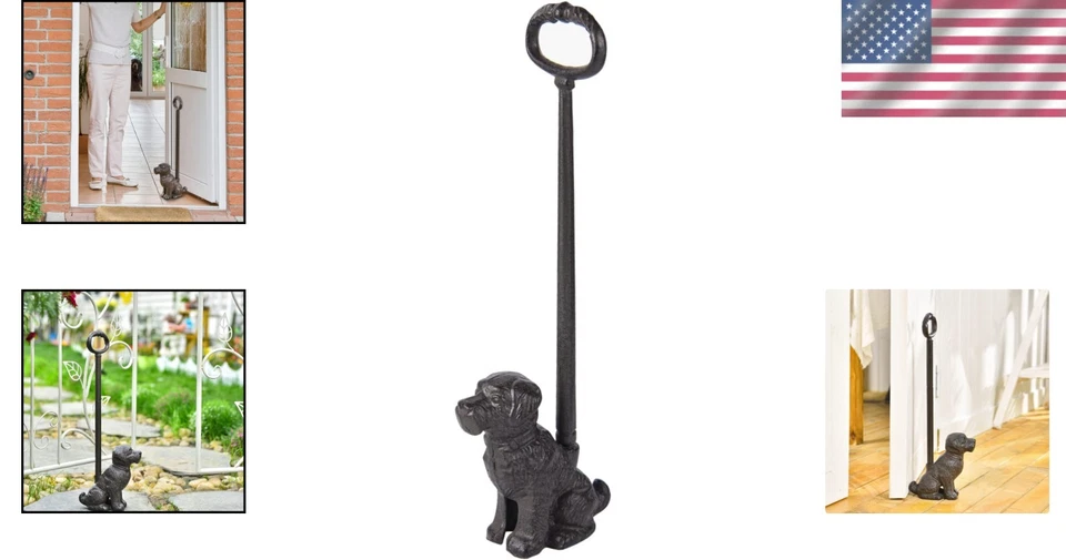 19.41" Cast Iron Dog Door Stop with Convenient Handle - Multi-Purpose Decor - Image 2 of 4