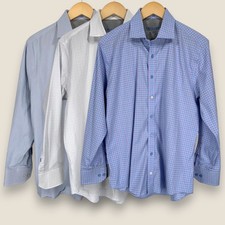 Lot of 3 Twillory Performance Dress Shirts Men 16 32/33 Trim Fit Blue White Flip