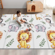 71x59 Foldable Foam Baby Play Mat for Floor, Babies Activity Tummy Time Playmat