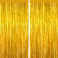 Gold Tinsel Backdrop Foil Fringe Curtains - 2 Packs Door Streamers Backdrop ...