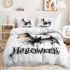 Image of Pumpkin Lantern Happy Halloween Bat Elf Ghosts Doona Duvet Quilt Cover Bed Set