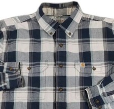 Carhartt Plaid Work Shirt Men's Large Original Fit Flap Pockets Long Sleeve EUC
