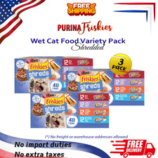 3 Pack Purina Friskies Wet Cat Food Variety Pack 5.5 oz 48 Ct Beef Chicken Fish