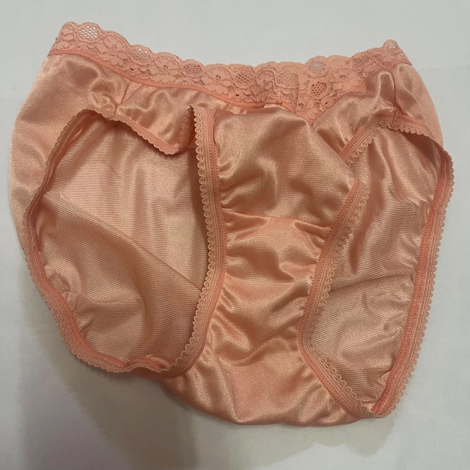 Bragas Bikini Vintage Nylon Encaje Corte Alto Calzoncillos Resbaladizos Doble Capa Entrepierna Foto 2 de 4