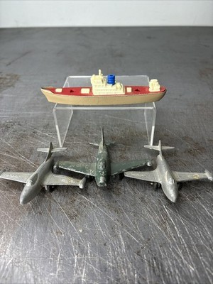 Vintage Tootsie Toy Plane F9F-2 Navy Panther X2 Cargo Ship Midgetoy Metal Toys