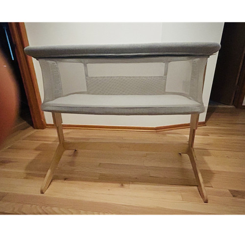 Newton Convertible Bedside Sleeper Bassinet, Breathable Mesh Side, Gray/Beige