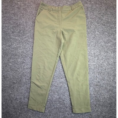 Forever 21 Tapered Dress Pants Womens Small Olive Green Cuffed Stretch Trousers