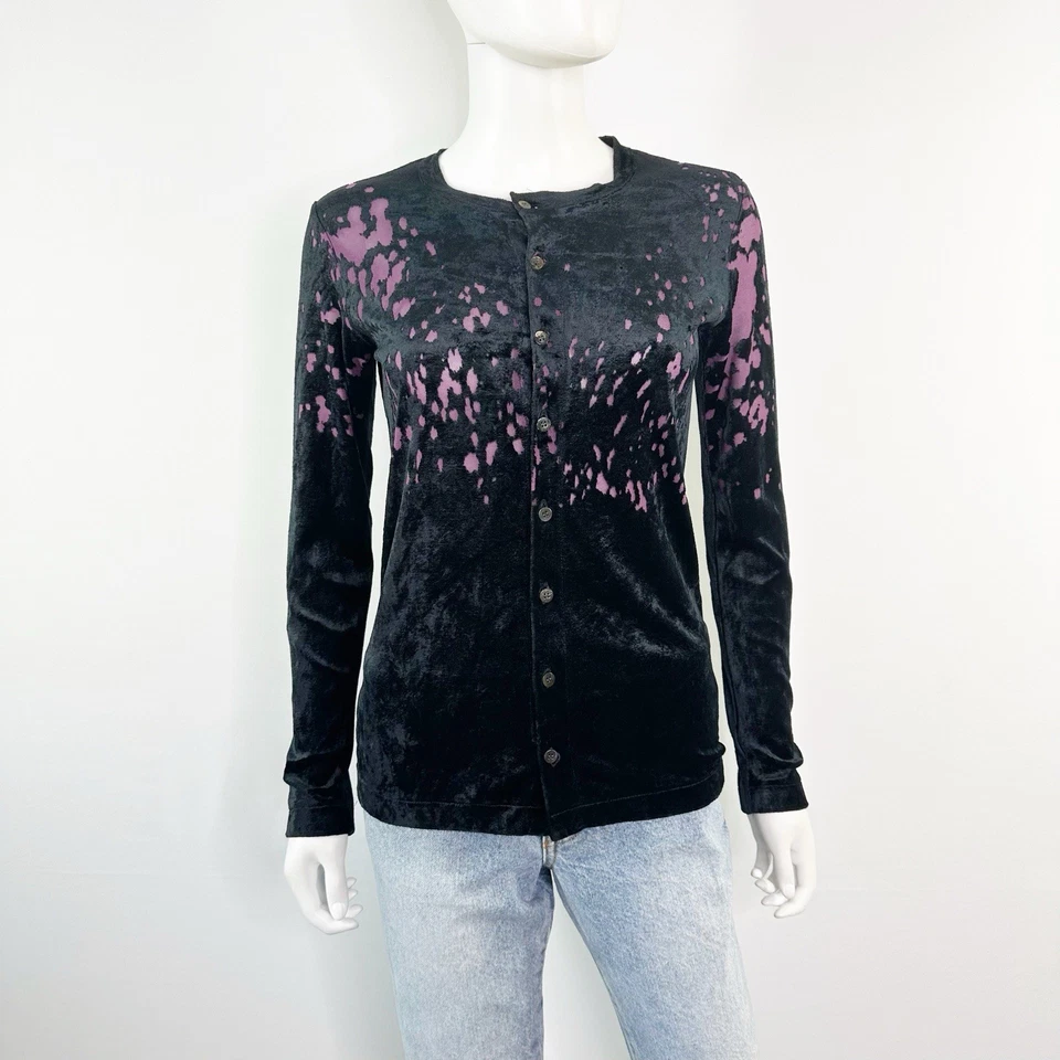 Tricot Comme Des Garcons 紫色天鹅绒倦怠上衣 M 码休闲学院风 — 第 2/4 张图片