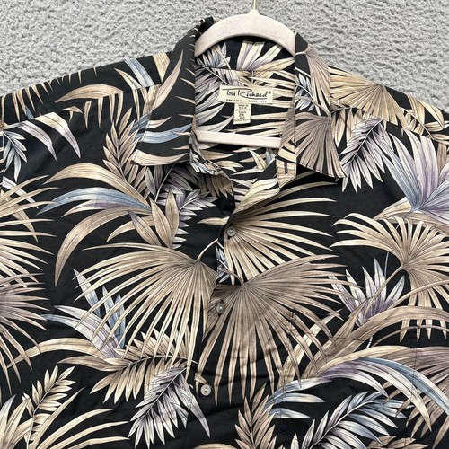 Tori Richard Hemd Herren 2XL schwarz tropisch Baumwolle Rasen Hawaii Papa Hawaii