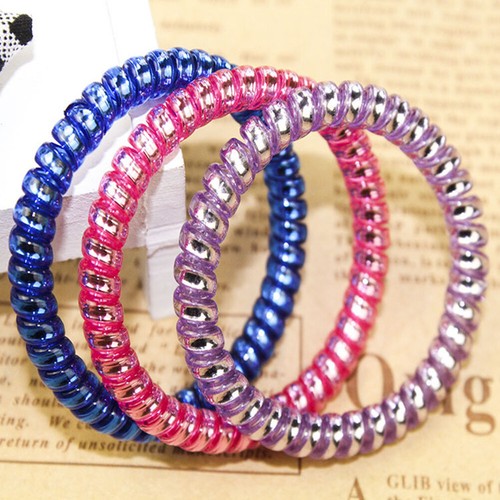Telephone Wire Elastic Hair Bands Girl Matte Ponytail Holder Cute Rubber Band ◁ - Picture 12 of 23