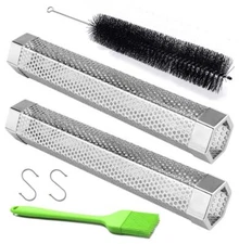 2 Pack 12'' Stainless Steel BBQ Wood Pellet Tube Smoker