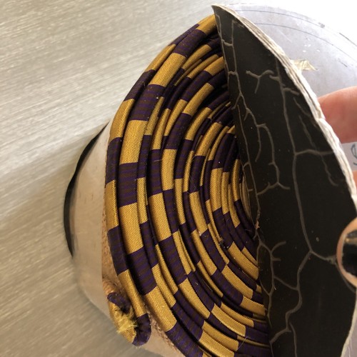 D. Stevens Dupion HARLEQUIN Wired Fine Ribbon 4" x 10yds Yellow And Purple LSU - Picture 6 of 8
